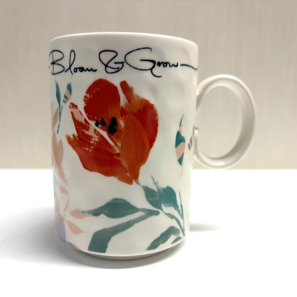 Anthropologie Brynne Bloom and Grow Coffee Tea Mug Flowers Poppies Wildflowers